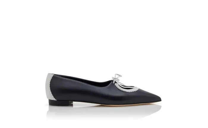 Women Flats Manolo Blahnik ULISSA Navy Blue Nappa Leather And Suede Flat Shoes Women Flats Manolo Blahnik ULISSA Navy Blue Nappa Leather And Suede Flat Shoes