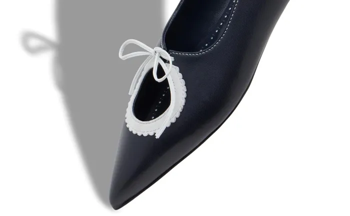 Women Flats Manolo Blahnik ULISSA Navy Blue Nappa Leather And Suede Flat Shoes Women Flats Manolo Blahnik ULISSA Navy Blue Nappa Leather And Suede Flat Shoes