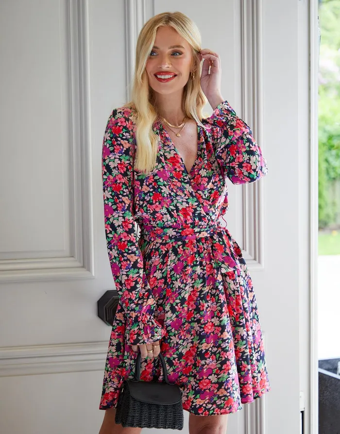 Women Floral Print Mini Wrap Dress Multi Threadbare Dresses