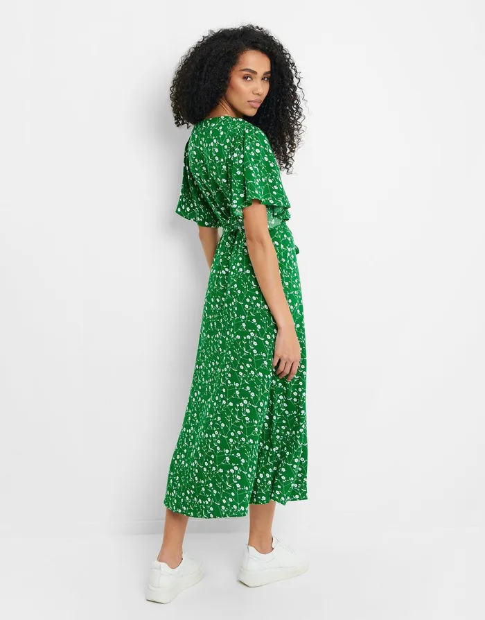 Women Green Floral Print Flutter Sleeve Midi Dress Green Threadbare Dresses Women Green Floral Print Flutter Sleeve Midi Dress Green Threadbare Dresses