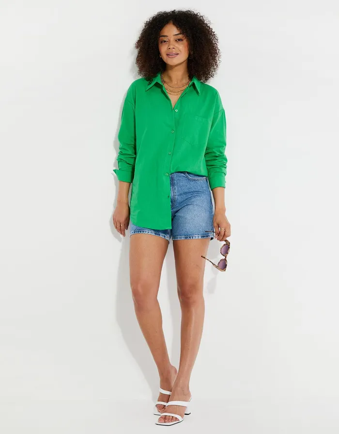 Women Green Longline Linen Look Shirt Green Threadbare Blouses and Shirts Women Green Longline Linen Look Shirt Green Threadbare Blouses and Shirts