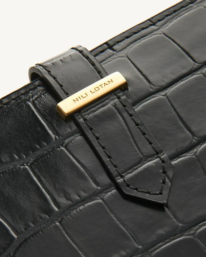 Women Handbags Nili Lotan LE CATHERINE WALLET Black And Gold