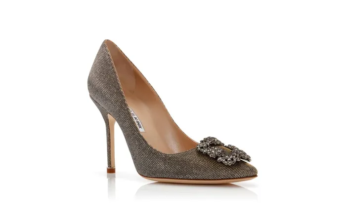 Women Hangisi Manolo Blahnik HANGISI GLITTER Dark Gold Glitter Jewel Buckle Pumps Women Hangisi Manolo Blahnik HANGISI GLITTER Dark Gold Glitter Jewel Buckle Pumps