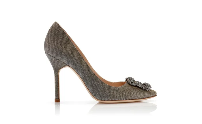 Women Hangisi Manolo Blahnik HANGISI GLITTER Dark Gold Glitter Jewel Buckle Pumps Women Hangisi Manolo Blahnik HANGISI GLITTER Dark Gold Glitter Jewel Buckle Pumps