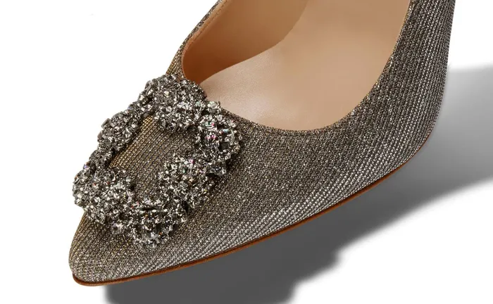 Women Hangisi Manolo Blahnik HANGISI GLITTER Dark Gold Glitter Jewel Buckle Pumps Women Hangisi Manolo Blahnik HANGISI GLITTER Dark Gold Glitter Jewel Buckle Pumps