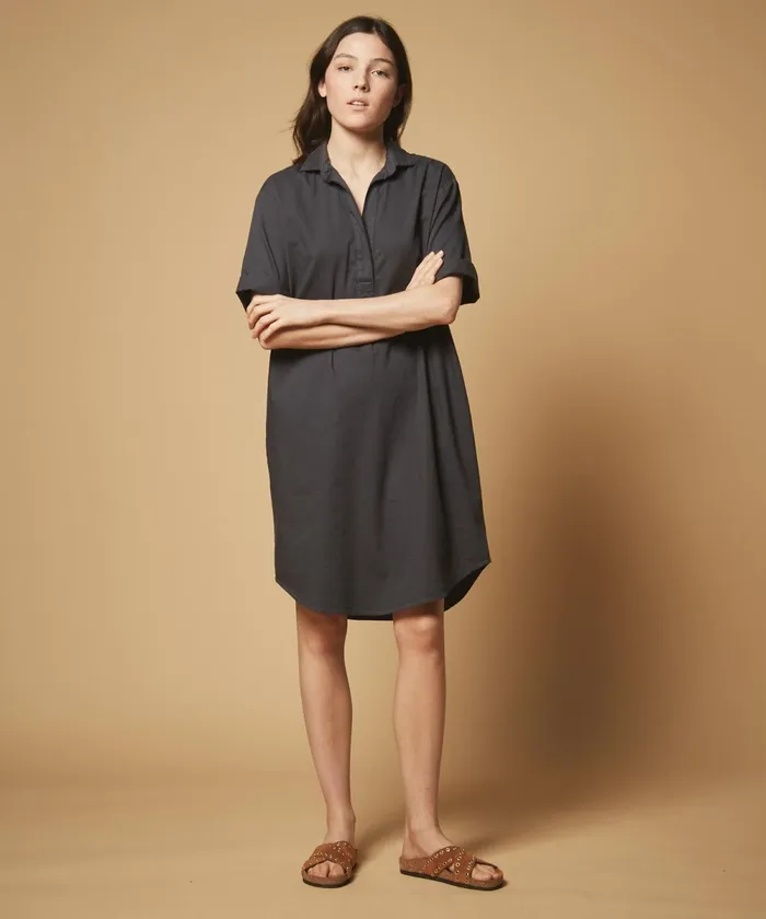 Women Hartford Dresses Graphite Rafo Cotton Drill Shirt Dress