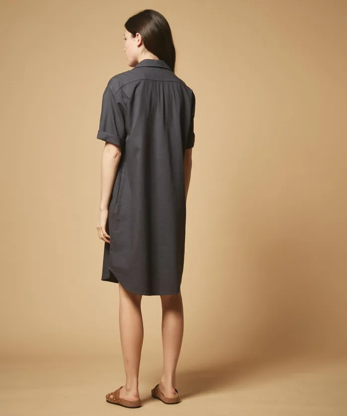 Women Hartford Dresses Graphite Rafo Cotton Drill Shirt Dress