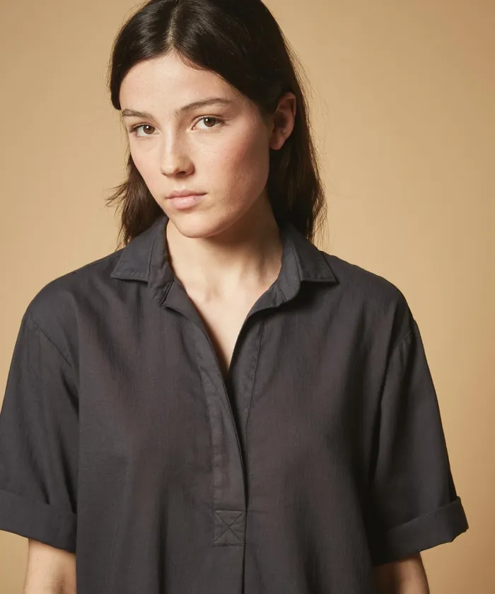 Women Hartford Dresses Graphite Rafo Cotton Drill Shirt Dress