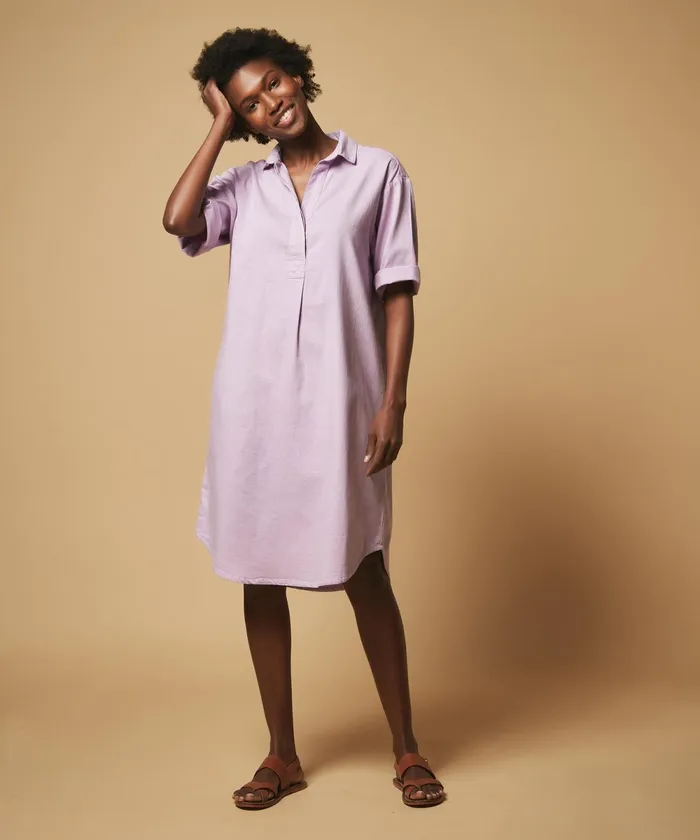 Women Hartford Dresses Orchid Rafo Cotton Drill Shirt Dress