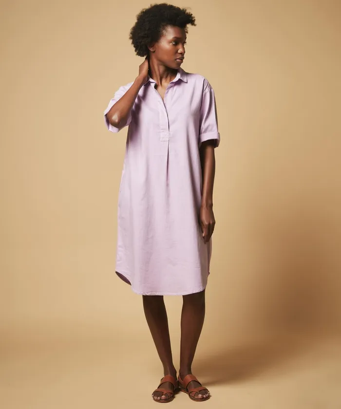 Women Hartford Dresses Orchid Rafo Cotton Drill Shirt Dress