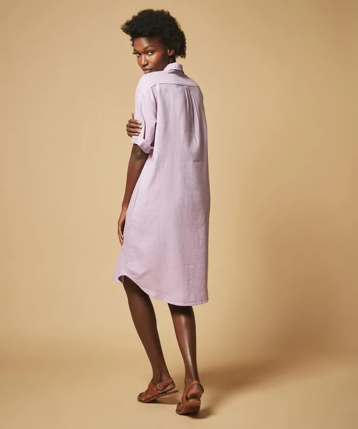 Women Hartford Dresses Orchid Rafo Cotton Drill Shirt Dress
