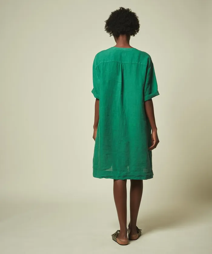 Women Hartford Dresses Ring Green Linen Dress