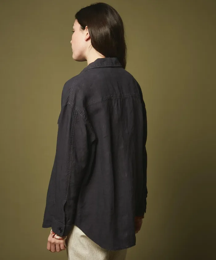 Women Hartford Jackets and Coats Voltige Graphite Linen Jacket
