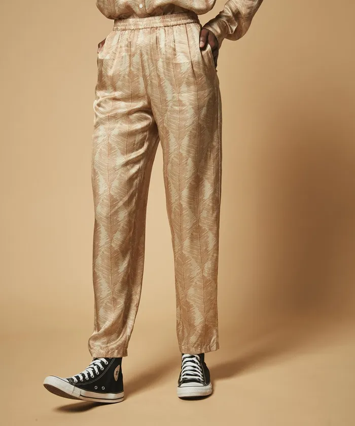 Women Hartford Pants Caramel Feathers Print Pang Pants