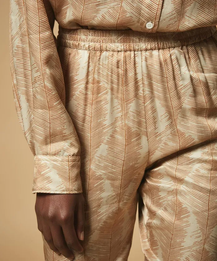 Women Hartford Pants Caramel Feathers Print Pang Pants
