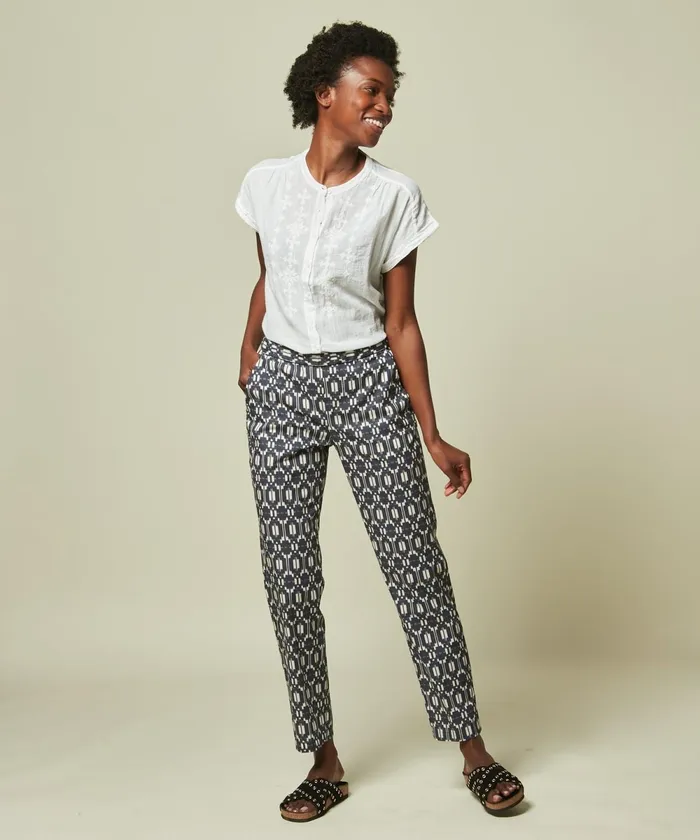 Women Hartford Pants Paolo Pants With Navy Ethnic Print