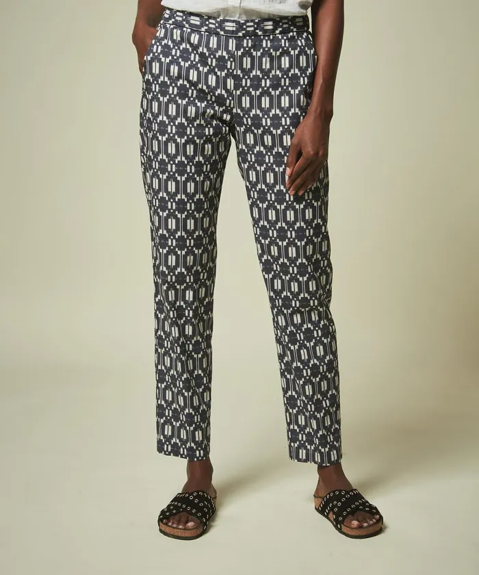 Women Hartford Pants Paolo Pants With Navy Ethnic Print