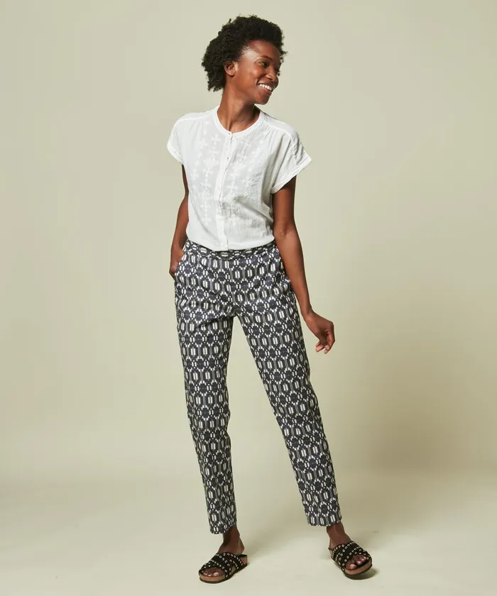Women Hartford Pants Paolo Pants With Navy Ethnic Print