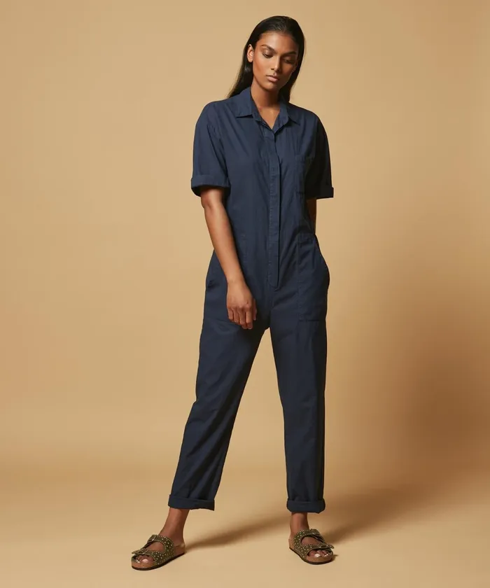 Women Hartford Pants Pepa Jumpsuit Navy Cotton Voile