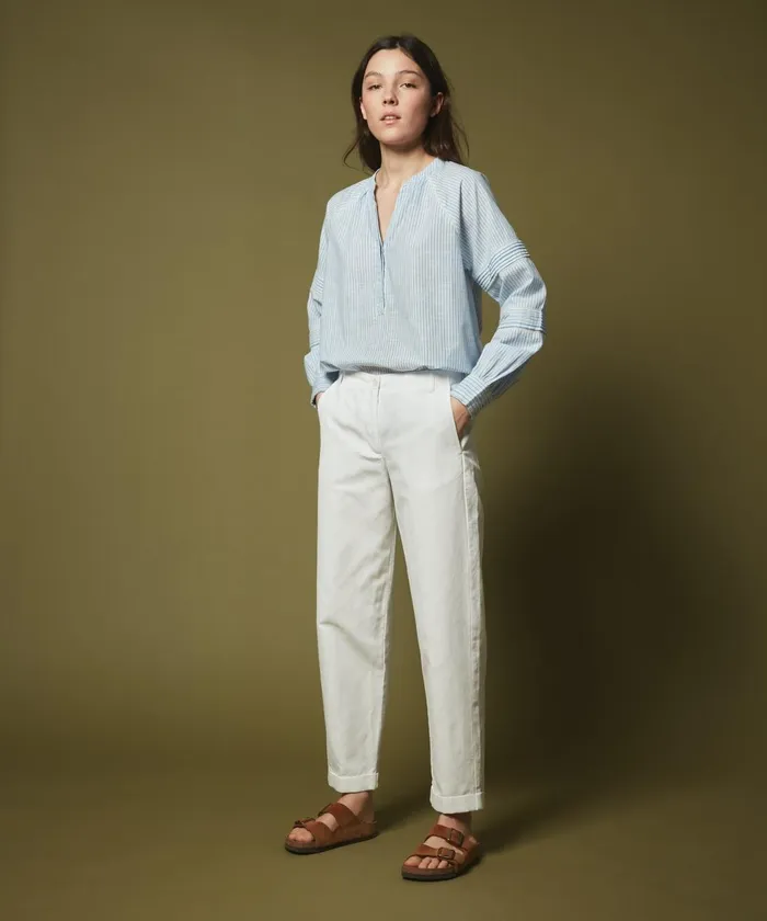 Women Hartford Pants Pilote White Cotton Linen Pants