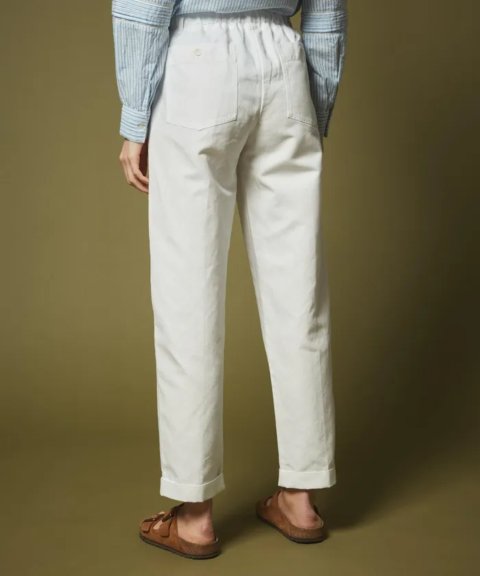 Women Hartford Pants Pilote White Cotton Linen Pants