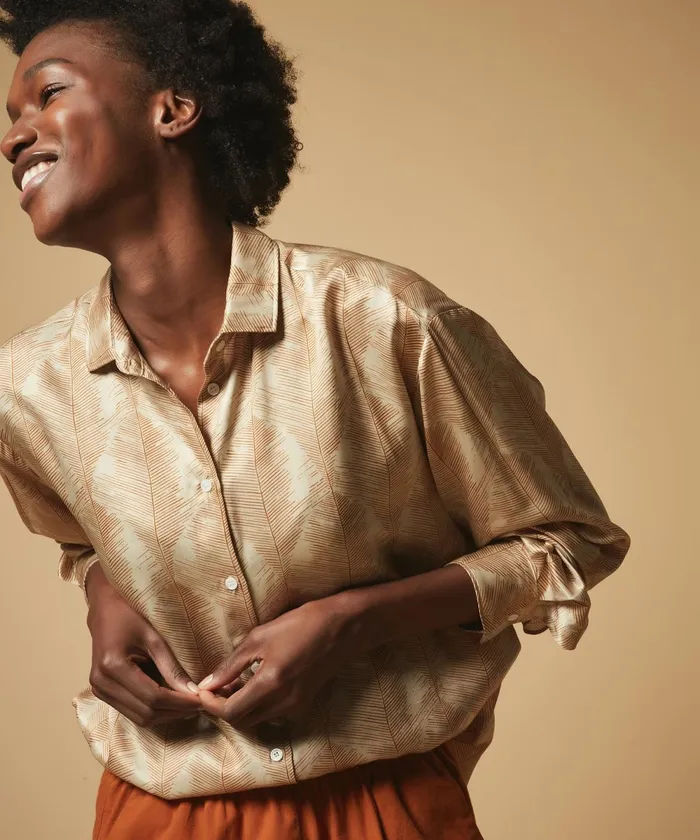 Women Hartford Shirts and Tops Charlot Caramel Feathers Printed Shirt