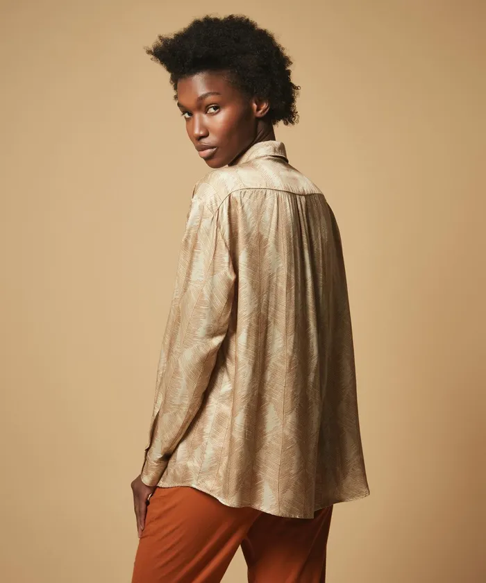 Women Hartford Shirts and Tops Charlot Caramel Feathers Printed Shirt