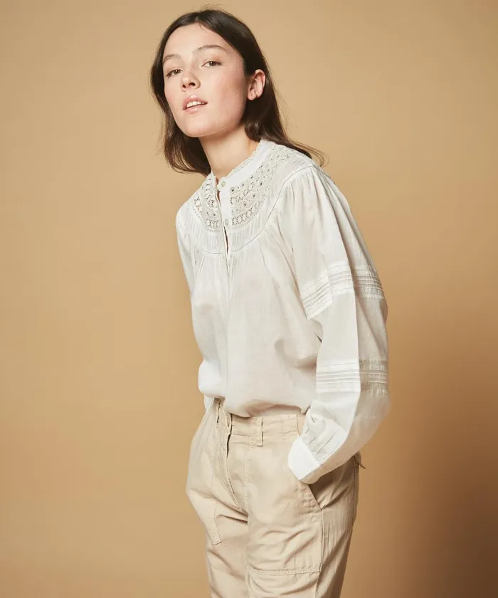 Women Hartford Shirts and Tops Cory White Embroidered Top