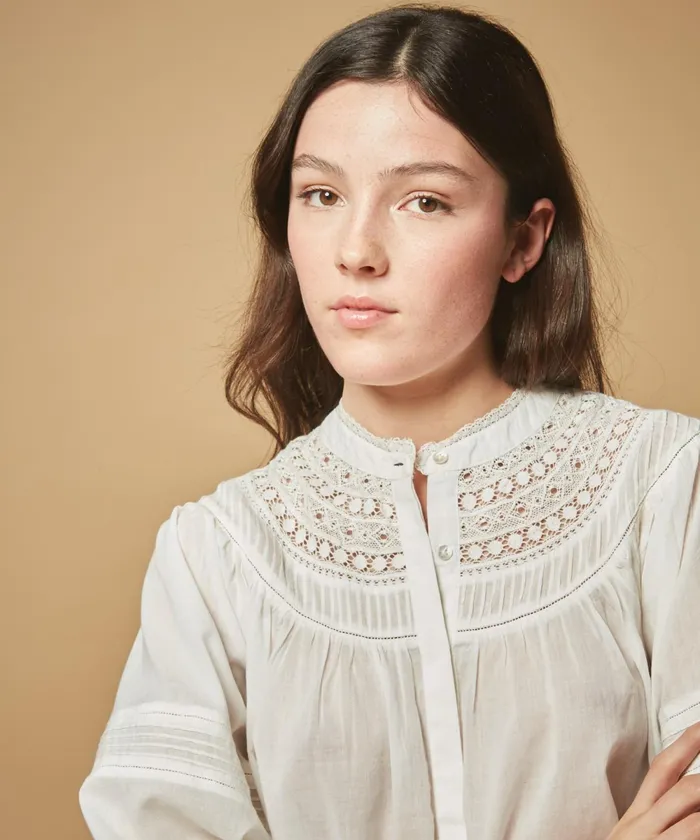 Women Hartford Shirts and Tops Cory White Embroidered Top