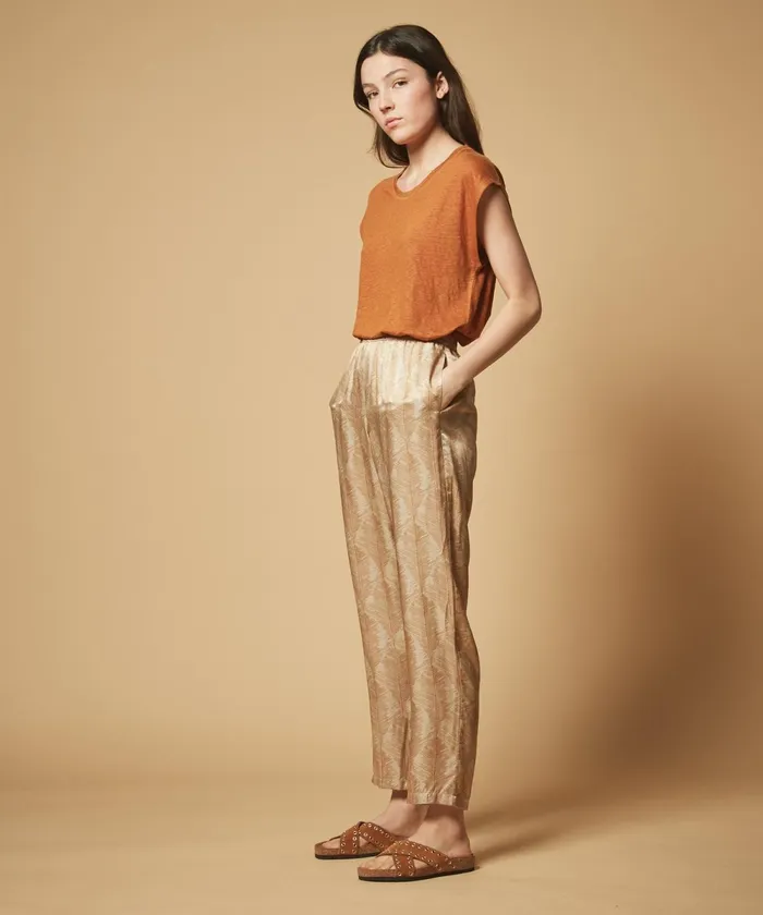Women Hartford TShirts Caramel Jersey Linen Tonin TShirt