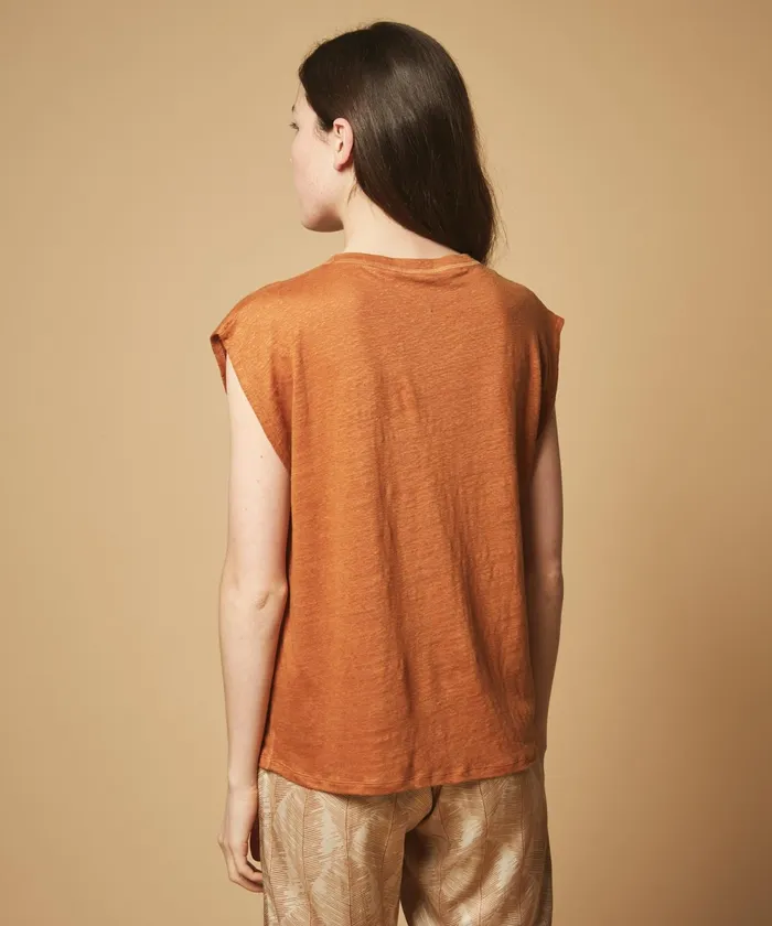 Women Hartford TShirts Caramel Jersey Linen Tonin TShirt