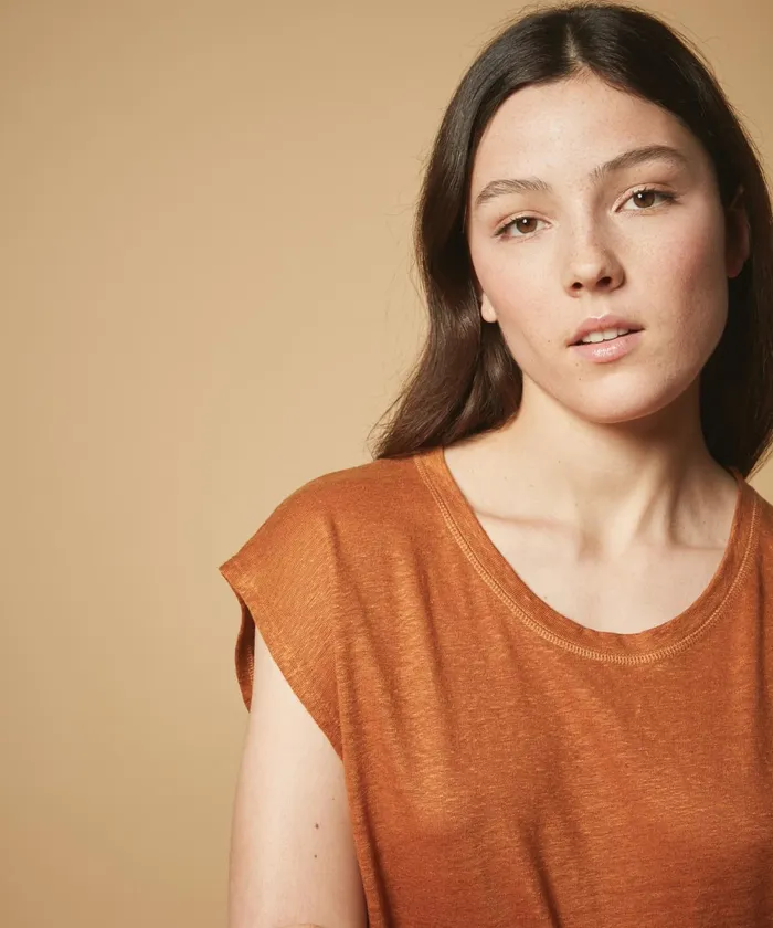 Women Hartford TShirts Caramel Jersey Linen Tonin TShirt