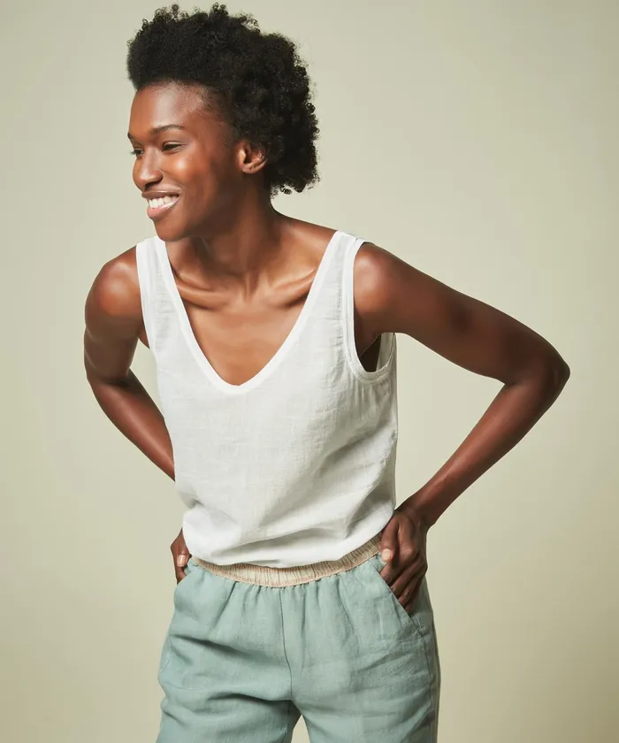 Women Hartford TShirts Double Fabric White Touch Tank Top
