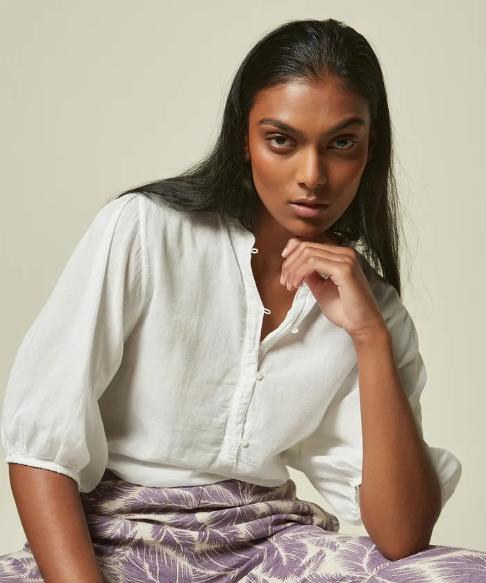 Women Hartford TShirts Double Fabric White Turette TShirt