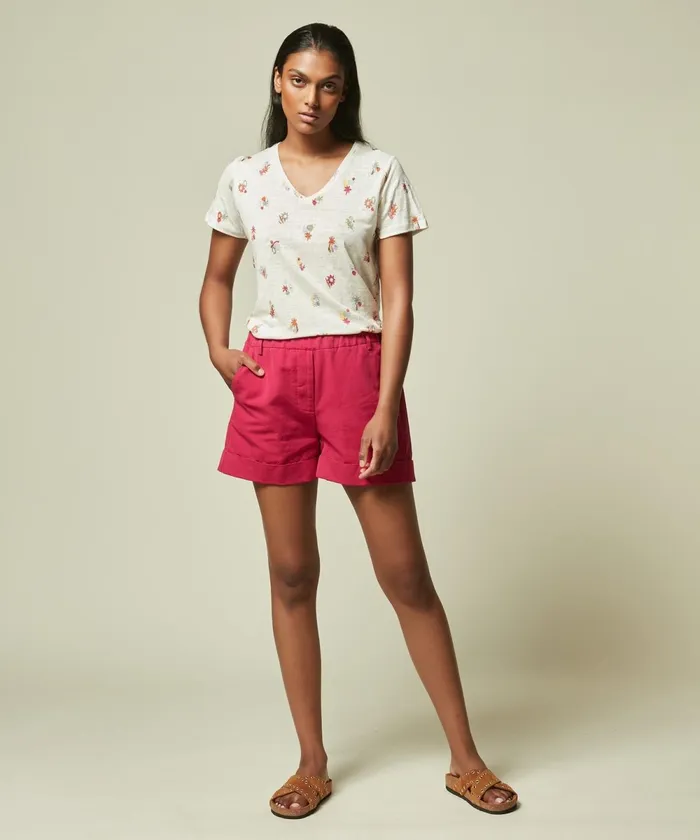 Women Hartford TShirts Linen TShirt With Holidays All Over Print