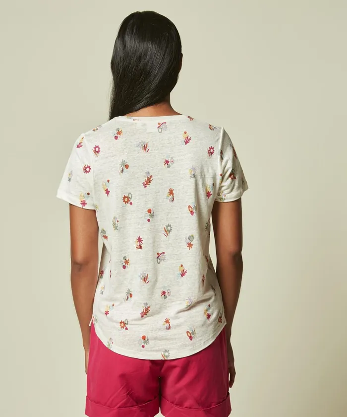 Women Hartford TShirts Linen TShirt With Holidays All Over Print