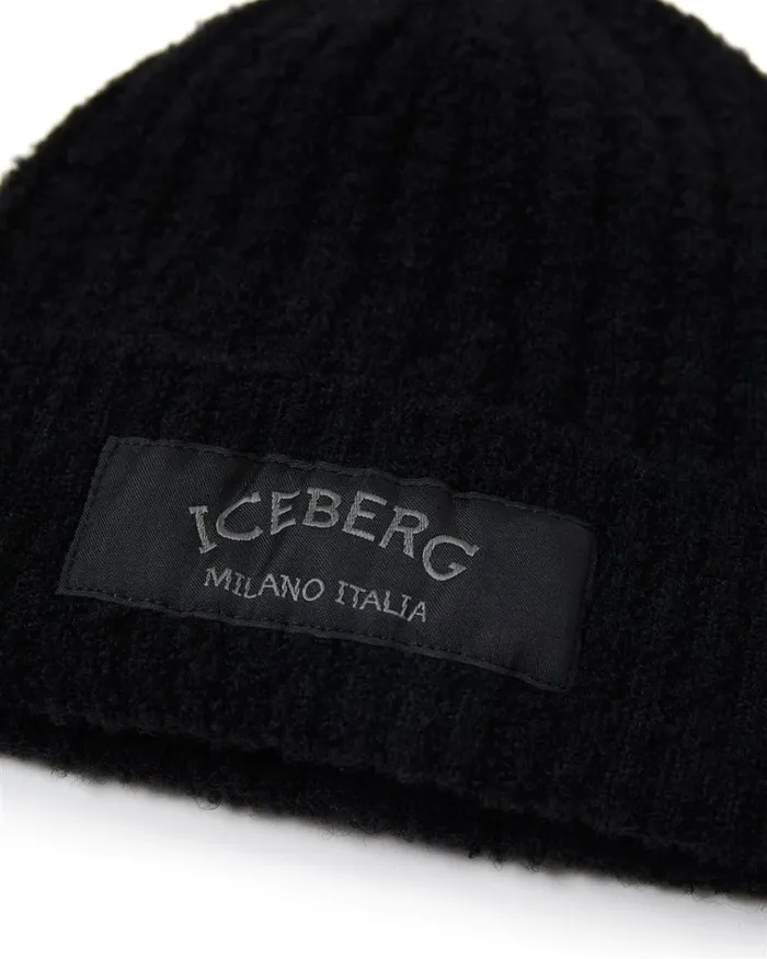 Women Hats And Scarves Iceberg Beanie With Iceberg Logo Women Hats And Scarves Iceberg Beanie With Iceberg Logo