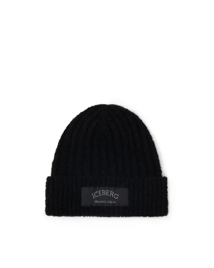 Women Hats And Scarves Iceberg Beanie With Iceberg Logo Women Hats And Scarves Iceberg Beanie With Iceberg Logo
