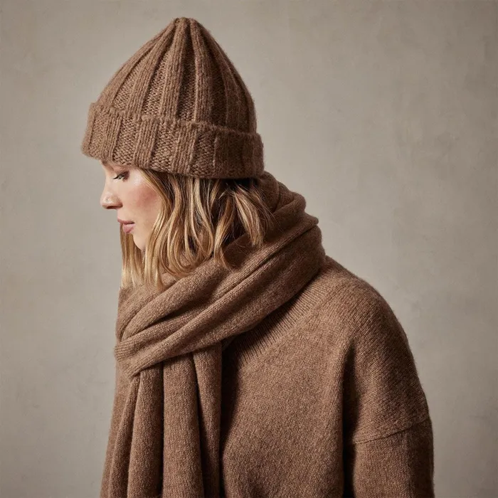 Women Hats James Perse Textured Cashmere Beanie Chestnut