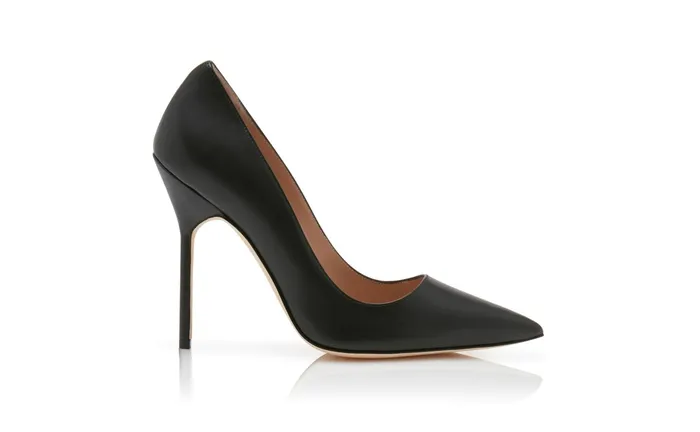 Women High Heels Manolo Blahnik BB CALF 115 Black Calf Leather Pointed Toe Pumps Women High Heels Manolo Blahnik BB CALF 115 Black Calf Leather Pointed Toe Pumps