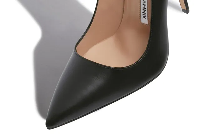 Women High Heels Manolo Blahnik BB CALF 115 Black Calf Leather Pointed Toe Pumps Women High Heels Manolo Blahnik BB CALF 115 Black Calf Leather Pointed Toe Pumps