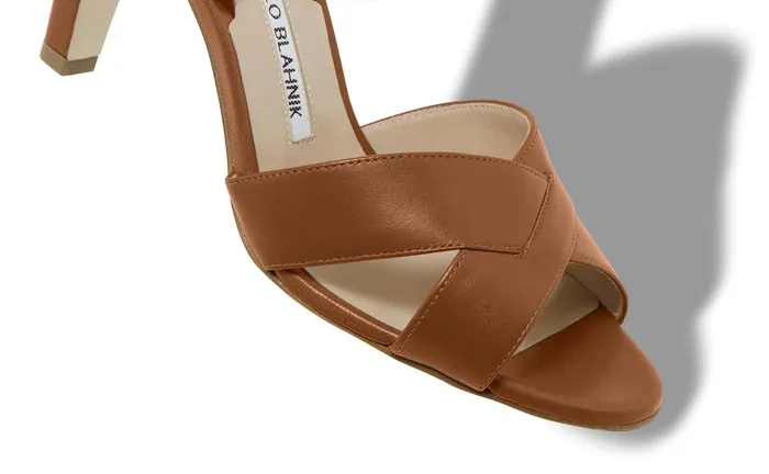Women High Heels Manolo Blahnik BOTTINU Brown Nappa Leather Slingback Sandals Women High Heels Manolo Blahnik BOTTINU Brown Nappa Leather Slingback Sandals