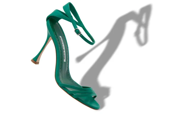 Women High Heels Manolo Blahnik CARACOL Green Nappa Leather Strappy Sandals Women High Heels Manolo Blahnik CARACOL Green Nappa Leather Strappy Sandals