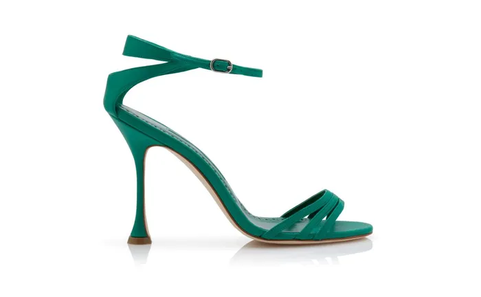 Women High Heels Manolo Blahnik CARACOL Green Nappa Leather Strappy Sandals Women High Heels Manolo Blahnik CARACOL Green Nappa Leather Strappy Sandals