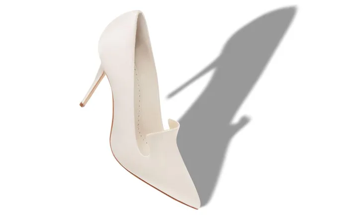 Women High Heels Manolo Blahnik QUELINA White Satin Pumps Women High Heels Manolo Blahnik QUELINA White Satin Pumps