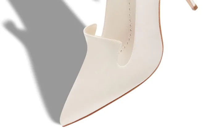 Women High Heels Manolo Blahnik QUELINA White Satin Pumps Women High Heels Manolo Blahnik QUELINA White Satin Pumps