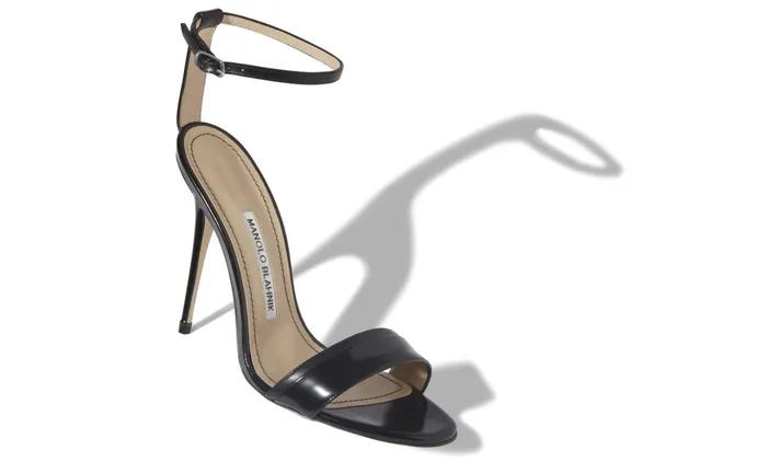 Women High Heels Manolo Blahnik SPEZIA Black Calf And Nappa Leather Ankle Strap Sandals Women High Heels Manolo Blahnik SPEZIA Black Calf And Nappa Leather Ankle Strap Sandals
