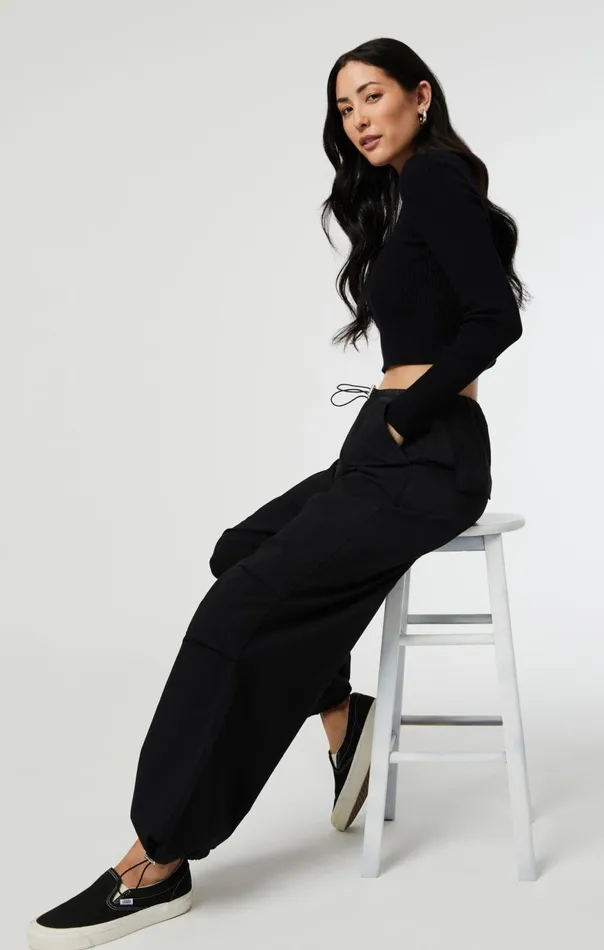 Women Hill Parachute Pants In Dark Smoke Move Mavi Jeans Pants