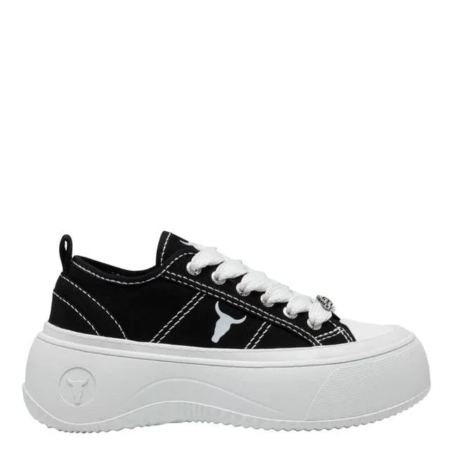 Women Intentions Black Canvas Sneakers Windsor Smith Platform Sneakers