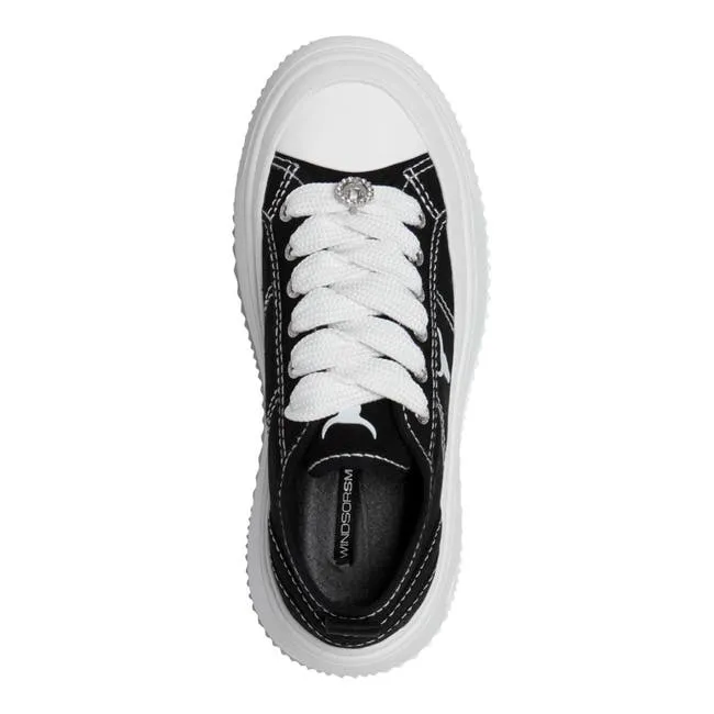 Women Intentions Black Canvas Sneakers Windsor Smith Platform Sneakers